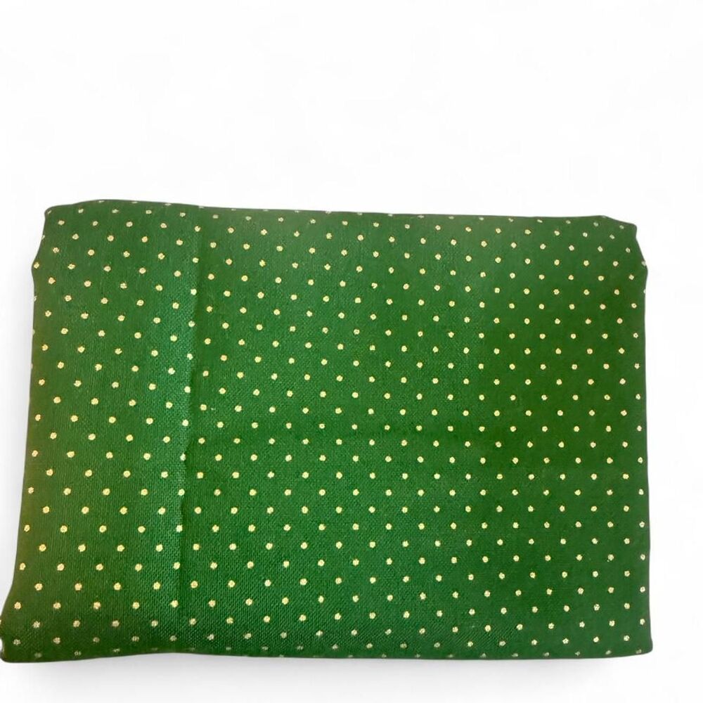 18” x 21” Green Gold Polka Dot Cotton Fabric Fat Quarter Metallic
